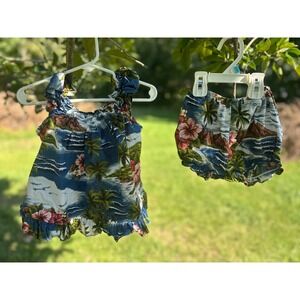 LEI ALOHA CASUALS | Toddler‎ Hawaiian Luau Cotton 2PC | Top and Bloomers | 3T